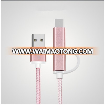 Micro USB Cable 2 in 1 Type C Fast Charger Data USB Cable